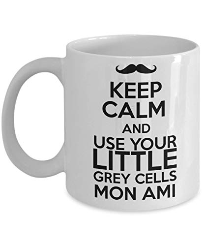 Poirot Mug Hercules Keep Calm and use Your Little Grey Cells Mon ami 11 et 11 Mug à café Cadeau pour les amateurs de mystères Cover