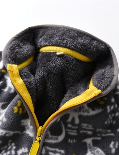 Image of Kids Printed Fleece Jacket Sherpa Lined Lightweight Zip | Toddler Baby Boys Girls Autumn Winter Warm Outerwear Soft Polar Fleece Car Seat Friendly Zip Up Coat