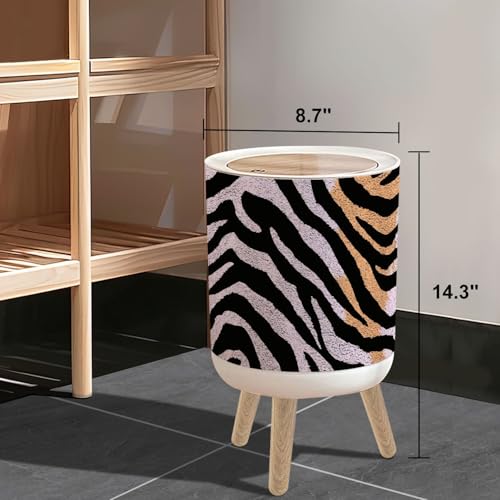 Caneca de basura pequeña con tapa texturizada cebra tigre miniatura 3