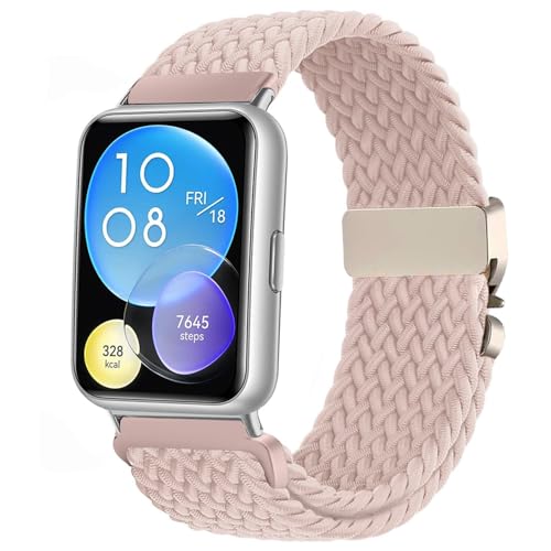 Issinlky Nylon geflochtene armband kompatibel mit Huawei Watch Fit 2 elastische Sportarmband für Huawei Fit 2 Frauen Männer