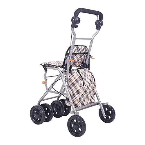 折りたたみ歩行器 パッド入りシートとホイール付き折りたたみ歩行器ウォーカー、人間工学に基づいたハンドル付きローリングウォーカー、キャリーバッグ、大人、シニア、高齢者、障害者向け Thoughtful
