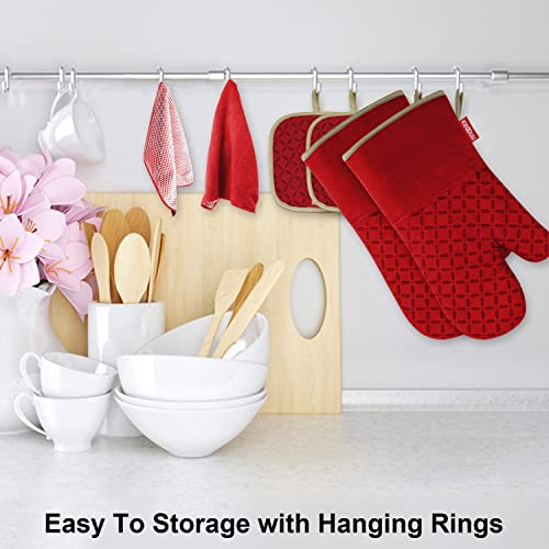 image for KEGOUU Oven Mitts and Pot Holders 6pcs Set, Kitchen Oven Glove High He