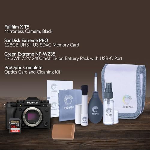 Image of Fujifilm X-T5 Mirrorless Camera, Silver Bundle with 128GB SD Card, Extra Battery, Complete Cleaning Kit, Fujifilm 1-Year Limited Warranty