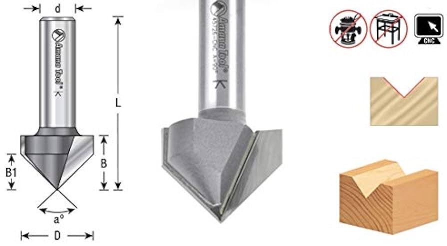 Chari Amatera Amana Tool - 45728-CNC Carbide Tipped V-Groove 90 Deg x 1-1