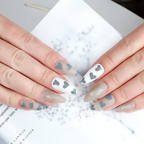 Mandel Falsche Nägel , Refers to Dazzle Matt Nägel Zum Aufkleben Kurz Liebe Falsche Nägel Brown Fake Nails für Frauen und Mädche Cover