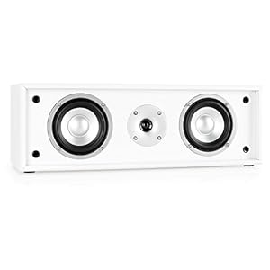auna – Line 300 CN-WB, middenluidspreker, middenluidspreker, home cinema-luidspreker, 35 watt RMS, 2-wegsysteem, passief, twee 10 cm (4″) woofers, aansluitklem, wit-zwart