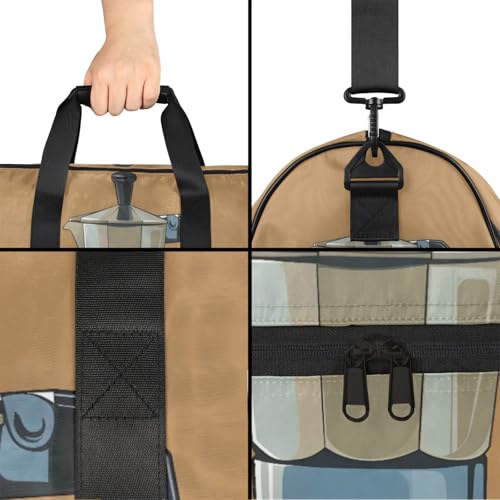 Coffee Gym Duffle Bag for Women,Waterproof Sports Coffee Lover Duffle Bags Travel Weekender Bags for Men Women Overnight Bag with Shoes Compartment4