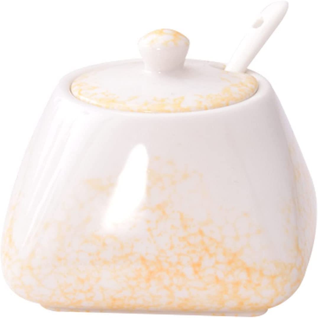 Azucarero de cerámica, jarra for crema, azucarero de cerámica colorido con tapa, azucarero de porcelana con cuchara, salero pequeño, tarro de almacenamiento, for cafetería, restaurante, cocina, jarra