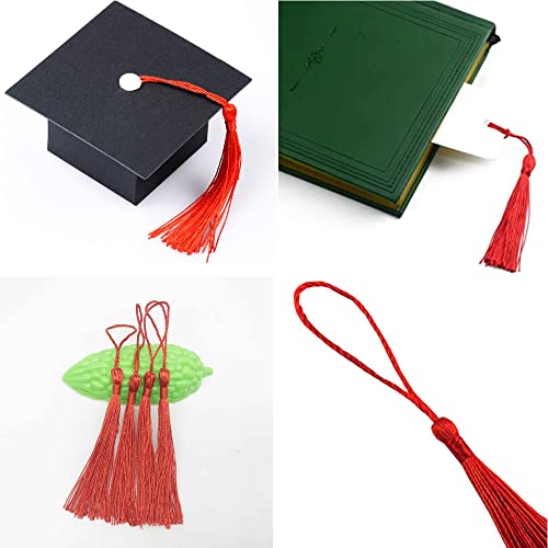 Tassels for Bookmarks Tassels for Decorations Tassels Decorative Bookmark Tassels with Lanyard for Bookmark Diy Keychain 100 Pieces Red - Image 3