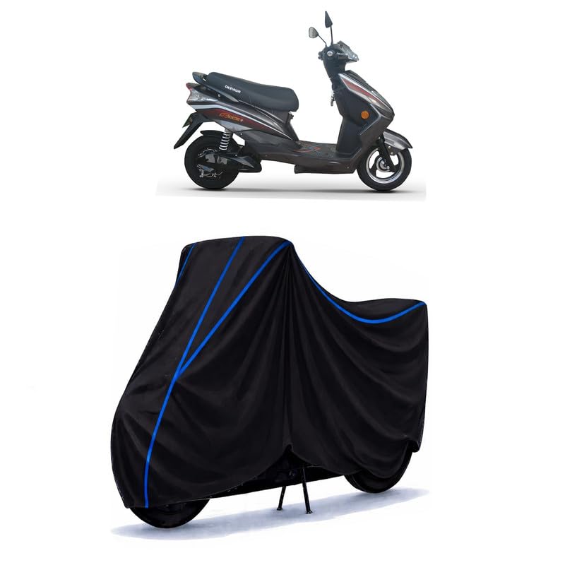 Image of Scooty Cover Water Resistant for Ridge 100 | Universal Scooter & Bike Cover | Heavy Duty UV Dust, Rain & Scratch Protection | Elastic Fit All Weather Indoor Outdoor | Black with Blue Piping