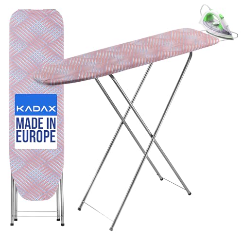 KADAX Bügelbrett mit Fach, 104x30cm Dampfbügelbrett mit ausziehbarer mit Bügeleisenablage,...