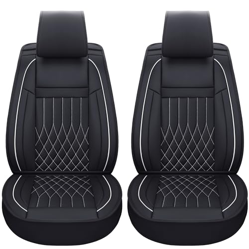 Image of Aierxuan Seat Covers for Toyota Camry, Honda Civic (Black-White, Front)