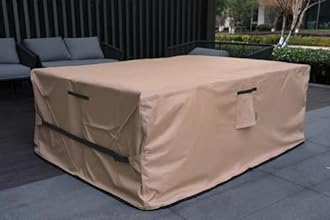 Patio Furniture Set Cover Waterproof Rectangular Heavy Duty 600D Outdoor Sectional Sofa Couch Cover Large Outside Dining Table and Chairs Covers Patio Conversation Set Cover Brown 127 x 63.5 Inch