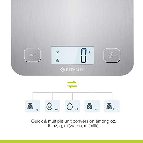Etekcity Food Kitchen Scale, Digital Grams And Ounces For Weight Loss, Baking, Cooking, Keto And Meal Prep, Large, Silver Stainless Steel #TOP3
