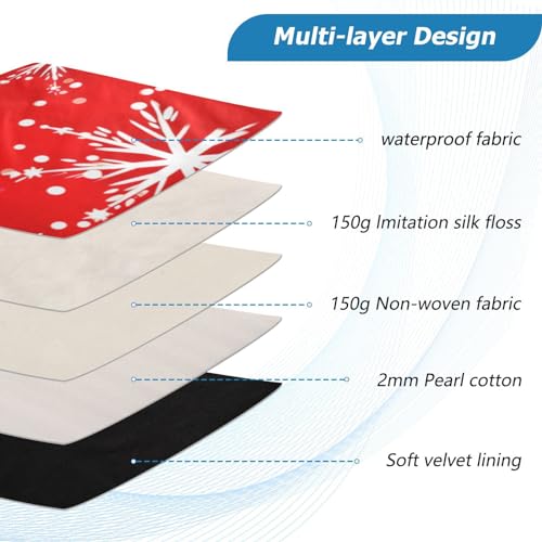 Funda para portátil 13-14 pulgadas impermeable roja con copos de nieve miniatura 4