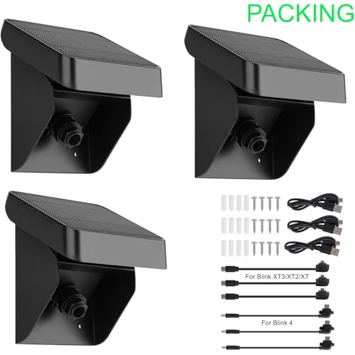 Image of Uogw 3PACK Solar Panel Charging Mount Compatible with Blink Outdoor 4 (4th Gen) /Blink Outdoor (3rd Gen) XT3 /XT2 /XT Camera,Weatherproof,Internal 3300mAh Rechargeable Battery Continuously for 365 Days