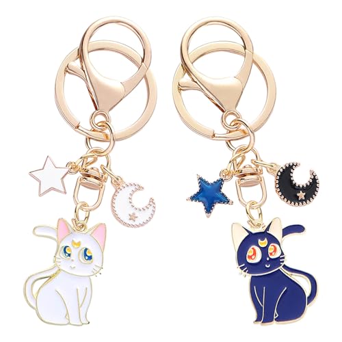 Sailor Moon Schlüsselanhänger Set - Anime Schlüsselanhänger - Niedliche Katzenfigur & Magie Charme für Tasche, Handy, Auto - Perfektes Souvenir für Mädchen & Katzenliebhaber Sailor Moon Schlüsselanhänger Set - Anime Schlüsselanhänger - Niedliche Katzenfigur & Magie Charme für Tasche, Handy, Auto - Perfektes Souvenir für Mädchen & Katzenliebhaber