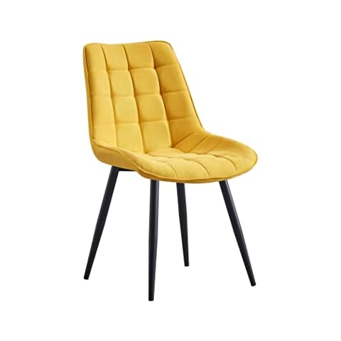 Margo Dining Chair Set of 4 53 x 55 x 88 cm Padded Fabric with Decorative Stitching Metal Legs Protective Powder Coated 130 kg Maximum Load Capacity (Yellow) Cover