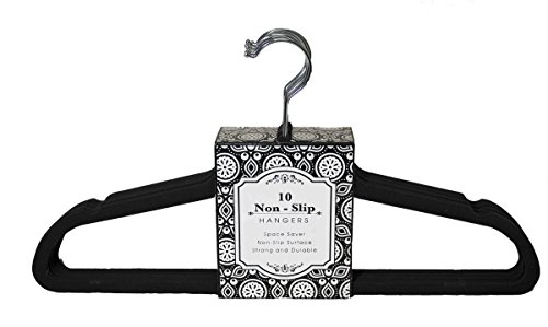Signature Home Velvet Multi Purpose Hanger Pack, Black, Set of 10