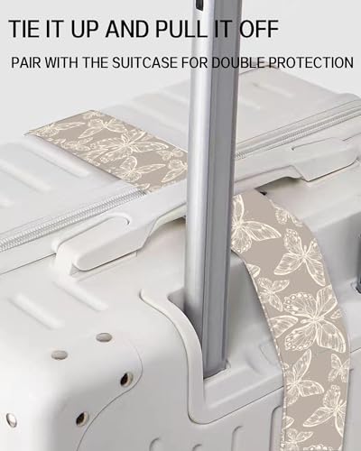 Image of Luggage Straps for Suitcases, Adjustable Travel Belt, Durable Wide Luggage Strap, Cute Suitcase Strap Identifiers with Buckle, Bag Straps for Luggage, Grey Cute Butterfly