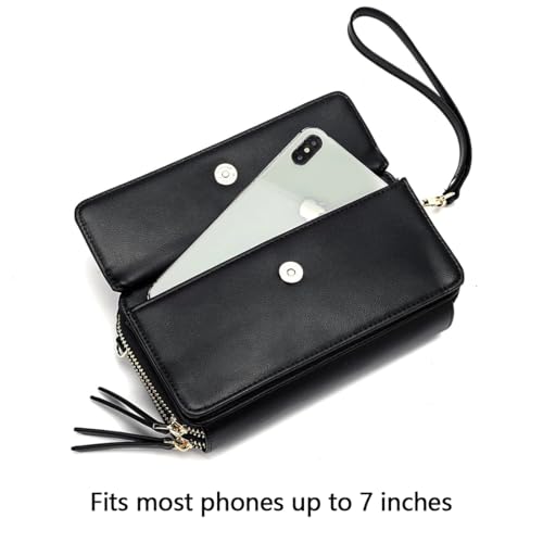 Image of Lanyani RFID Crossbody Wallet Wristlet Purse with Phone Pocket For Women Vegan Leather