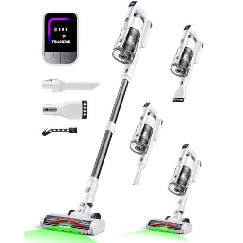 Cordless Vacuum Cleaner for Home, Upgraded 60Kpa Powerful Suction Pet Hair Vacuum with 70min Runtime, Green LED Light for Hardwood Floors & Carpet, Self-Standing Rechargeable Stick Vacuum, O