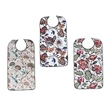 FONDOTIN Baberos para Adultos Mayores Cómodos y Decorativos 3 Piezas Diseño Francés Romántico para Hombres y Mujeres Baberos Cuidado de Ancianos Protección contra Manchas y Uso Diario