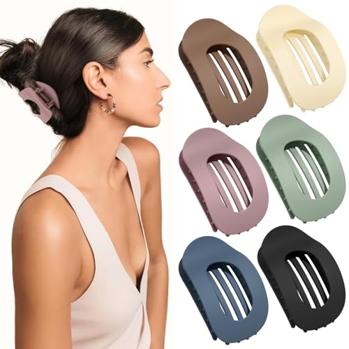 AWUMBUK Haarklammer Groß 6er Set Flache Haarspangen Damen Mode Haarklammern Damen Rutschfest Flat Hairs Claw Clip Französische Entenschnabel Haarspange für Dickes oder Dünnes Haar für Alltag Sport