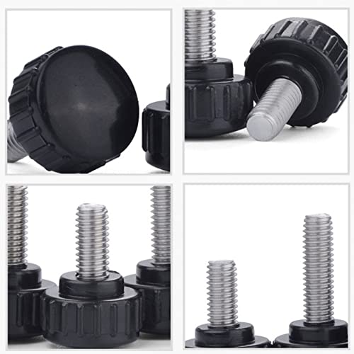 Image of Othmro M6x20mm Male Thread Thumb Screw Knobs 20pcs, Length 15mm Threaded Knurled Clamping Grip Thumb Screw on Type Round Head Clamping Thread Knobs Black