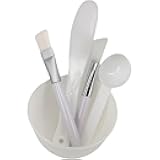 White Silicone Facial Bowl Set with Long Spoon, Stick, Makeup Brush, and Silicone Brush – 5-Piece Kit.