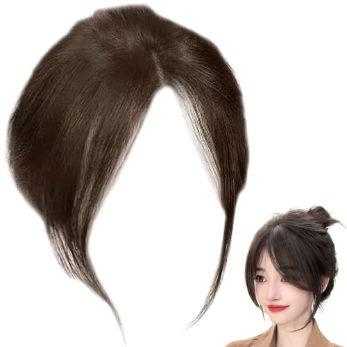 Toppers de cabello humano para mujeres Fangos de clip naturales de 9.8 pulgadas, toppers de cabello humano transpirable para mujeres golpes de cabello realista topper de cabello humano ligero (marrón