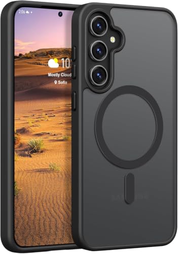 Image of DIZORO Samsung S25 Plus Case,Compatible with MagSafe, Non Yellow Military-Grade Drop Protection & Hard PC Back Cover Slim Transparent Anti-Scratch Shockproof Phone Case (Black)