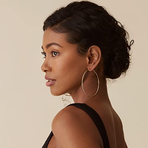 Image of PAVOI Gold Hoop Earrings for Women, 14K Gold Plated Paddle-Back Hoops | Large Hoop Earrings, Lightweight Hoops, Gold Hoops, 925 Sterling Silver Posts