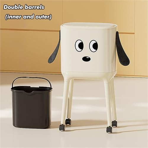 Caneca de basura alta con ruedas y tapa presionable miniatura 4
