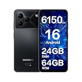 DOOGEE Note 56 SIM-Free & Unlocked Mobile Phones 2025 - Android 16, 6150mAh Battery Phone, 6.56" 90Hz Display Smartphone, 24GB+64GB/2TB, 3.5mm Headphone Jack, 4G Dual Sim/Face Unlock/GPS/5G WiFi-Black