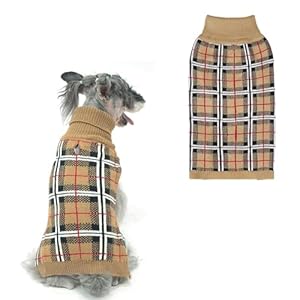 PUPTECK Dog Sweaters for Large Medium Small Dogs – Fall Classic Plaid Style Puppy Holiday Winter Coat Clothes for Female Girl Male Boy Warm