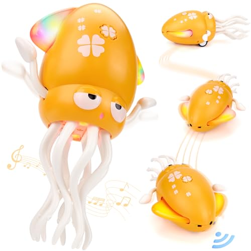 Image of hahaland Dancing Octopus Baby Toys, Magic Musical Crawling Tummy Time Toy, Toddler Sensory Toys for 3 4 5 6 Year Old Boy Girl Birthday Gifts, Funny Squid with Led Light & Music
