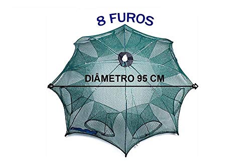 Armadilha De Pesca Covo p/Peixes Pequenos Camarão 8 Bocas