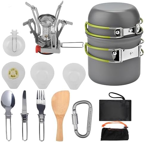 Conjunto de Panelas e Frigideiras de Acampamento - Kit de Cozinha...