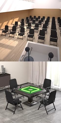 Wunnicx折りたたみチェア三角力学的サポート太い炭素鋼管高反発スポンジクッション滑り止めフロアマット折りたたみ式オフィスチェア家庭用コンピュータチェア会議チェアインストール不要3色オプション (ブラック) [3]