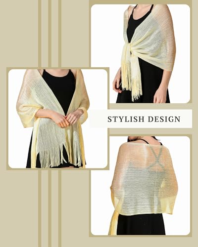 Women's Metallic Shawl and Scarf Wraps For Evening Party and Wedding Dresses2