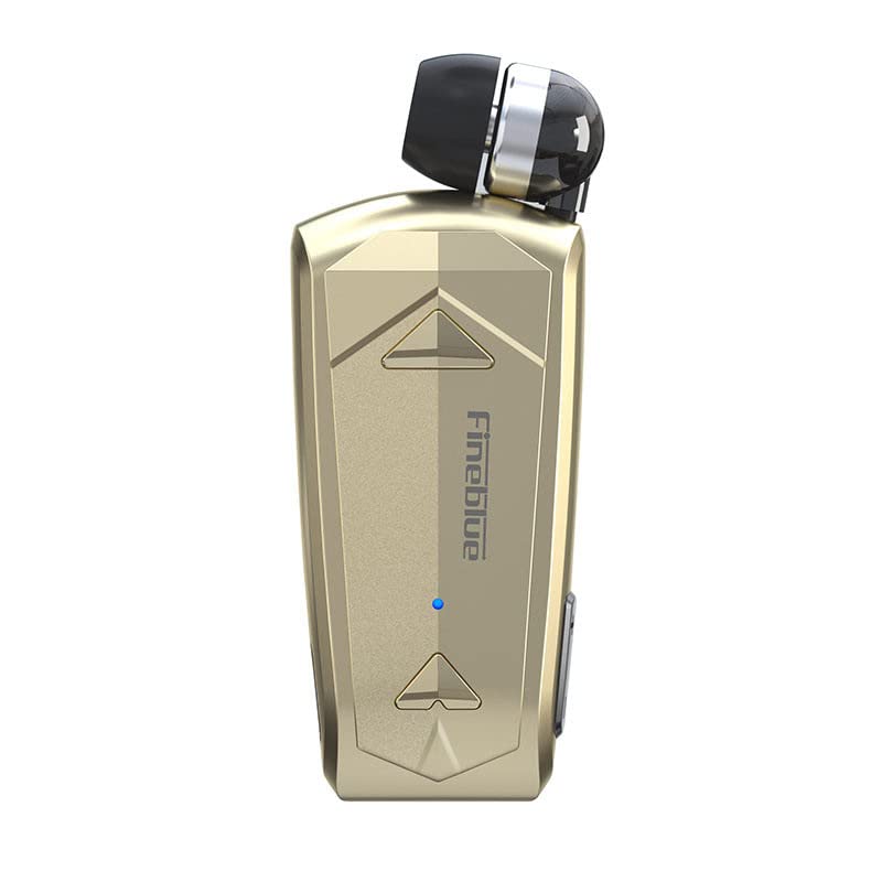 2023 FineBlue F520 Wireless Bluetooth 5.3 Portable Single Headset Headphone Earphone In-Ear Business Earphone Vibrate Vibrating Wear Clip on Vibration Hands-free Calls Remind sports outdoor (Gold)