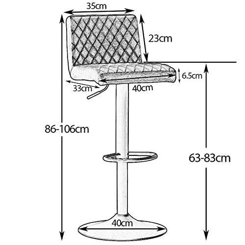Tabourets de bar gris lot de 2 réglables et pivotants faciles à nettoyer pour espace bistrot - 4