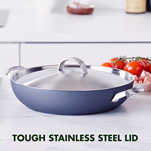 Greenpan Paris Pro Hard Anodized Healthy Ceramic Nonstick, 11" Everyday Frying Pan Skillet With 2 Handles And Stainless Steel Lid, Pfas-Free, Dishwasher Safe, Grey #TOP4