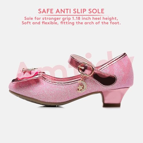 Amtidy Girls Dress Shoes Mary Jane Wedding Party Shoes Glitter Bridesmaids Princess Heels4