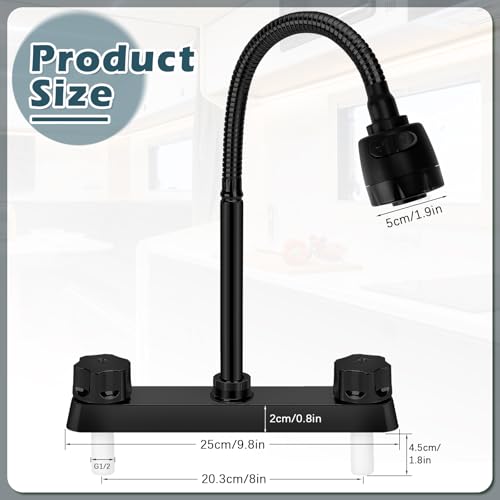 Image of 8 in RV Kitchen Faucet, XFIRE-GEAR Camper Faucet Kitchen with Flexible Arc 360 Degree Rotatable Dual Function Sprayer, RV Sink Faucets for Motorhomes, Travel Trailers Accessories (Black)