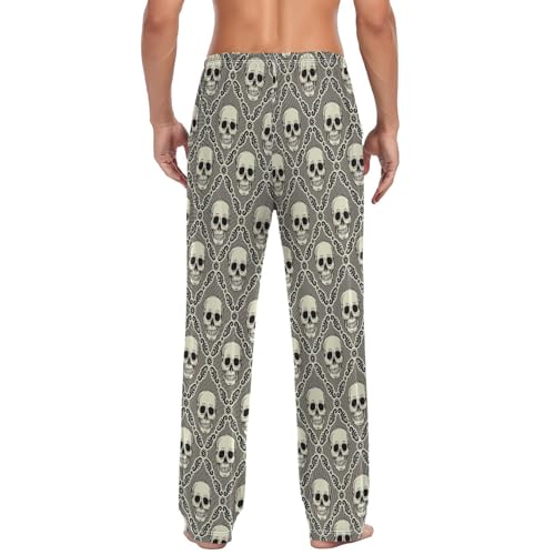 Laprad Men's Pajama Pants Lounge Comfy Pjs Bottoms Vintage Check Skull Soft Sleep Pant with Pockets3