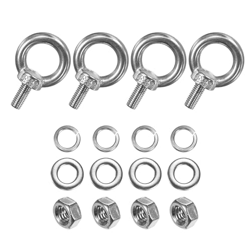 M METERXITY 4-Sets Stainless Eyebolt M5x12mm Shoulder Lifting Eye Bolt with Nuts Washers Male Screw Thread Ring Shoulder Eye Bolts Length 0.47 Inch for Suspending/Fastening