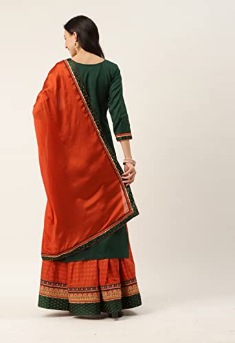 Image of LYMI LABEL Women Viscose Rayon Foil Printed & Embroidered kurta with Flared Skirt & dupatta