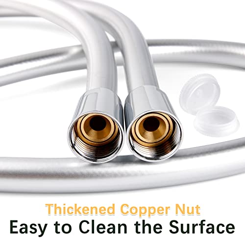 LEEFE PVC Smooth Shower Hose Flexible Anti-Kink Handheld Shower Head Hose with Brass Connections 2M / 78.7 Inch - Image 2